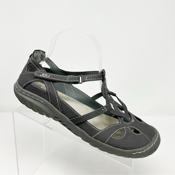 JBU by Jambu Sydney Charcoal Gray Flat T Strap Memory Foam Sandals Size 9 - Picture 1 of 12